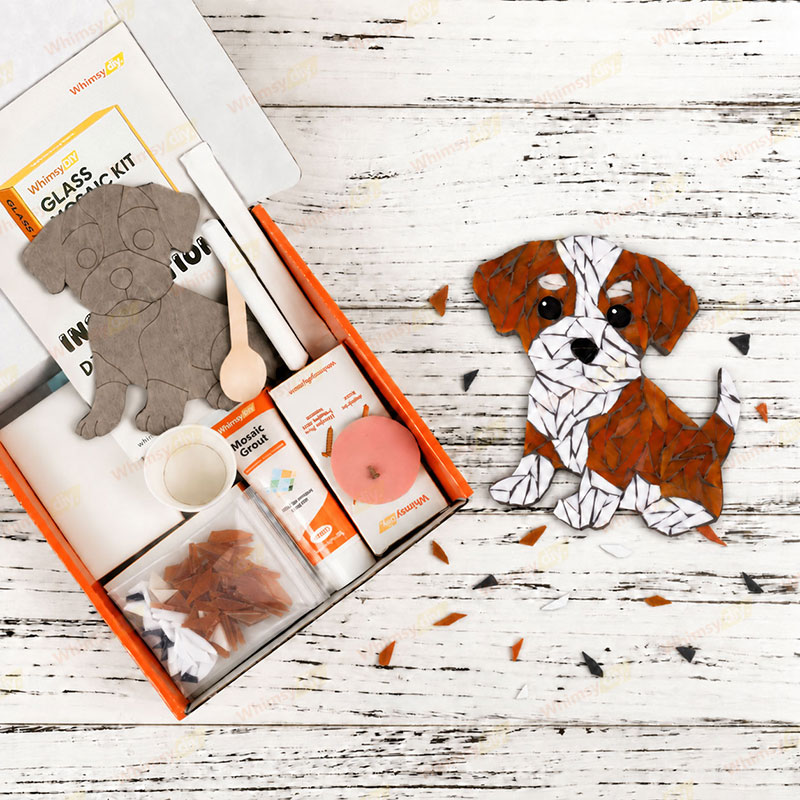Whimsy DIY Puppy Dog Glass Mosaic Kit Puzzles