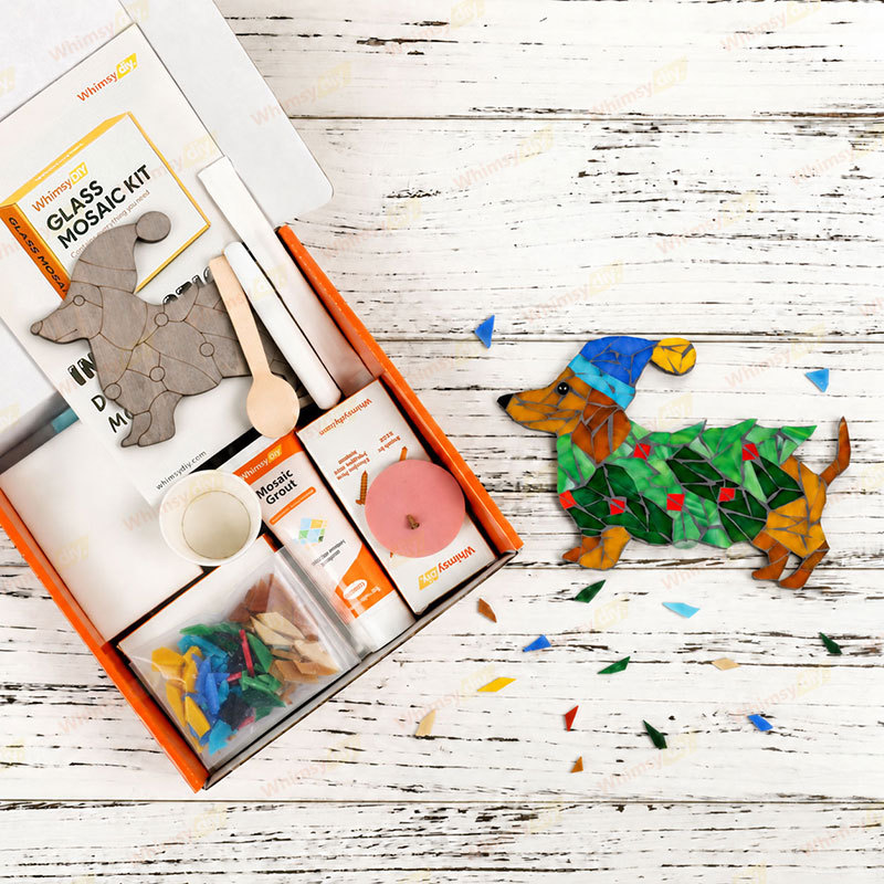 Whimsy DIY Christmas Dog-Dachshund Glass Mosaic Kit Puzzles