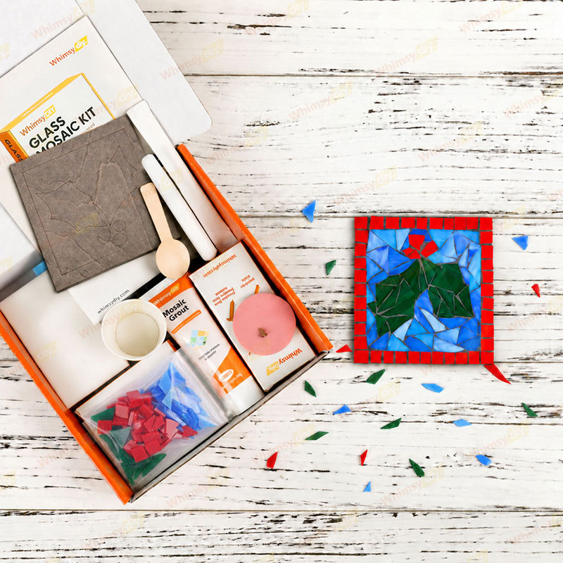 Whimsy DIY Holly Berry Coaster Glass Mosaic Kit Puzzles