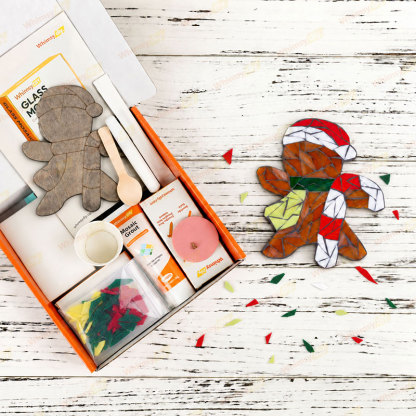 Whimsy DIY Candy Cane Gingerbread Man Glass Mosaic Kit Puzzles