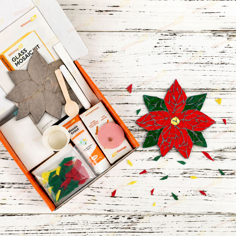 Whimsy DIY Poinsettia Glass Mosaic Kit Puzzles