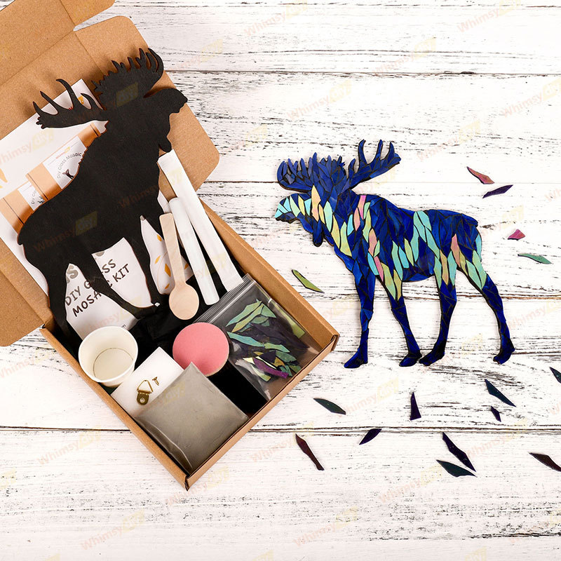 Northern Lights Moose Glass Mosaic Kit | DIY Arts & Crafts Kit for Adults