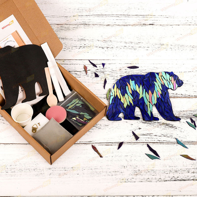 Northern Lights Bear Glass Mosaic Kit | DIY Arts & Crafts Kit for Adults
