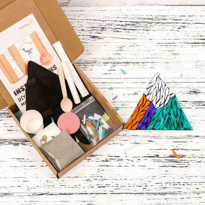 Mountain Range Stained Glass Mosaic Kit - Citrus Orange