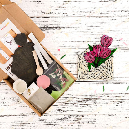 Envelope Tulip Stained Glass Mosaic Kit - Pink