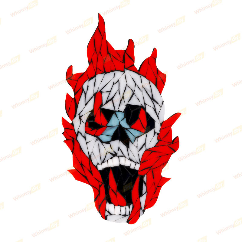 Flame Skull Glass Mosaic Kit