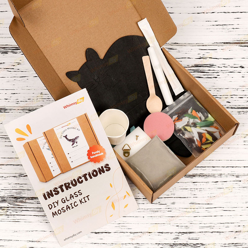 Cat Lying on Book Glass Mosaic Kit