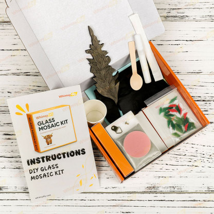 Whimsy DIY Red Weedy Flower Glass Mosaic Kit Puzzles