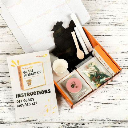 Whimsy DIY Hen with Flowers Glass Mosaic Kit Puzzles