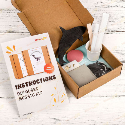 Black Dolphin Glass Mosaic Kit | DIY Arts & Crafts Kit for Adults