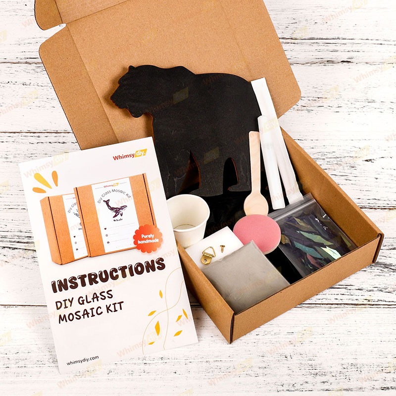 Northern Lights Bear Glass Mosaic Kit | DIY Arts & Crafts Kit for Adults