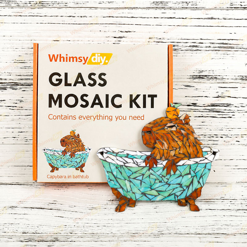 Whimsy DIY Capybara In Bathtub Glass Mosaic Kit Puzzles