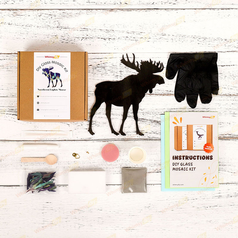 Northern Lights Moose Glass Mosaic Kit | DIY Arts & Crafts Kit for Adults