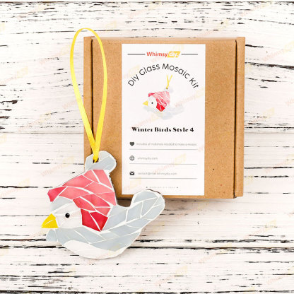Winter Birds Christmas Ornaments Glass Mosaic Kit - Style 4