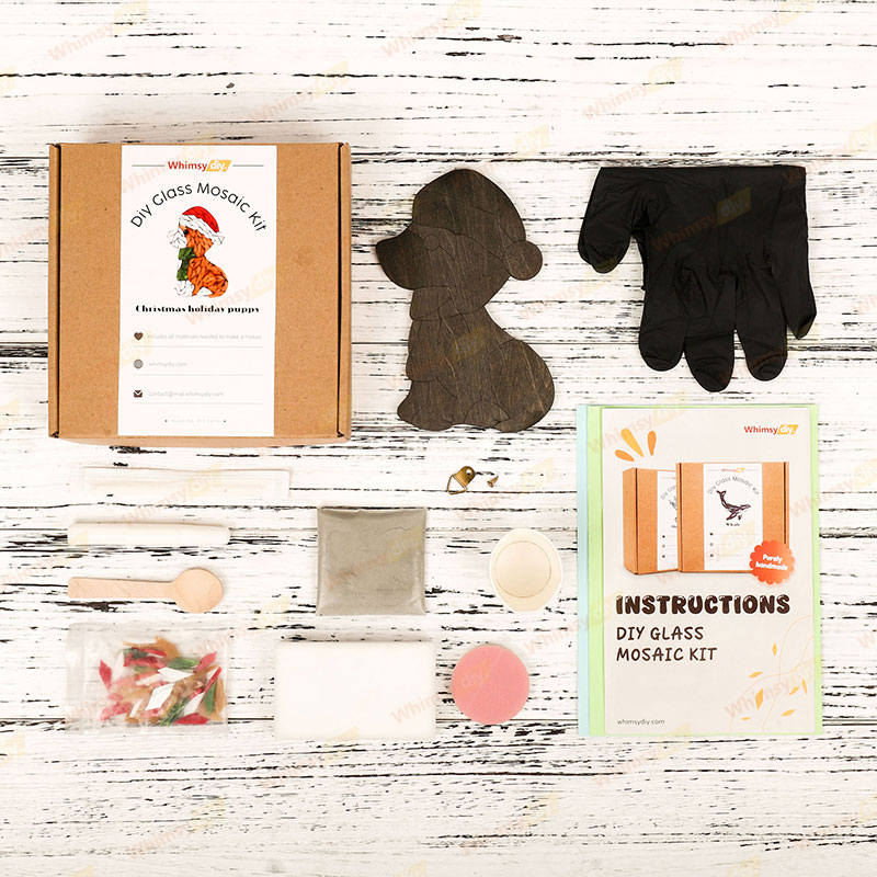 Christmas Holiday Puppy Glass Mosaic Kit