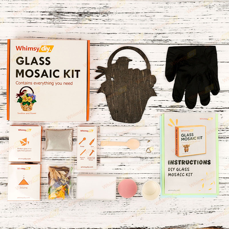 Swallow and Flower Glass Mosaic Kit