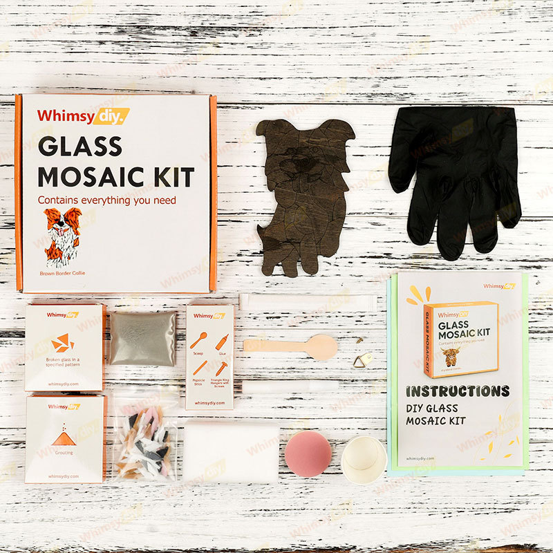 Brown Border Collie Glass Mosaic Kit