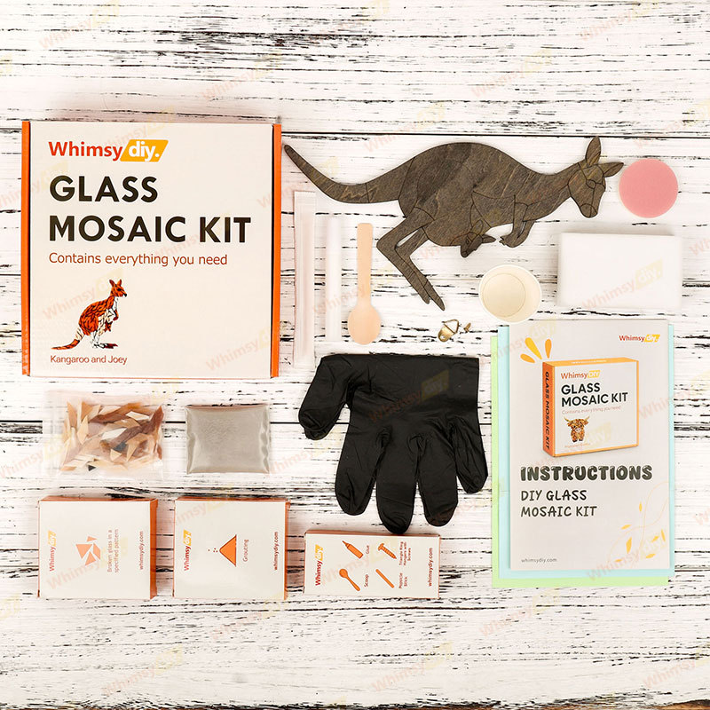 Kangaroos And Baby Mice Glass Mosaic Kit
