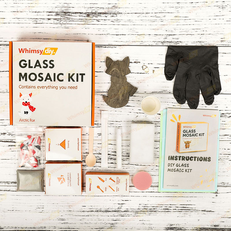 Whimsy DIY Arctic Fox Glass Mosaic Kit Puzzles