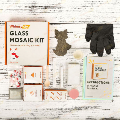 Whimsy DIY Arctic Fox Glass Mosaic Kit Puzzles