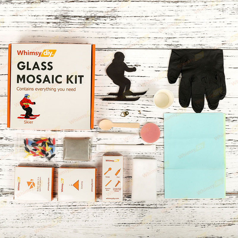 Whimsy DIY Skier Glass Mosaic Kit Puzzles