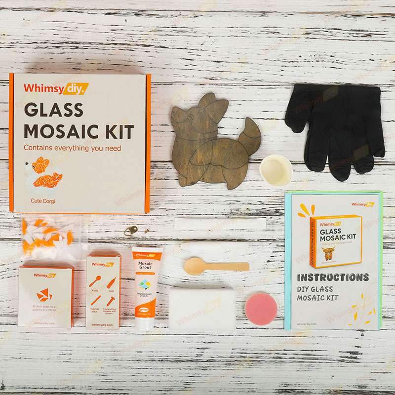 Whimsy DIY Cute Corgi Glass Mosaic Kit Puzzles