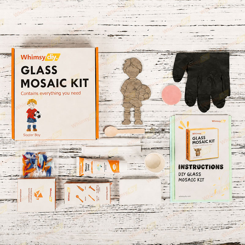 Whimsy DIY Soccer Boy Glass Mosaic Kit Puzzles