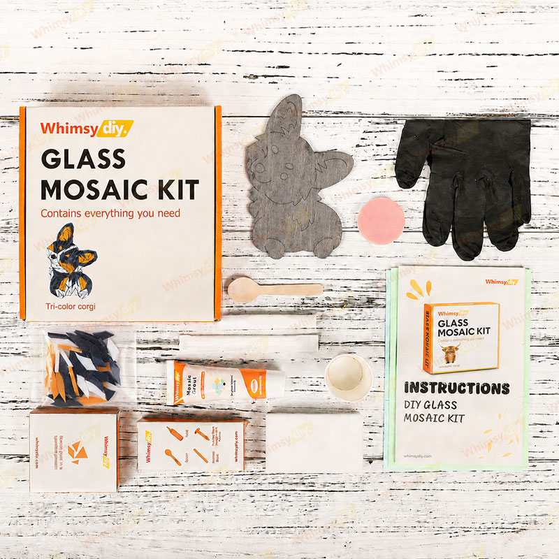 Whimsy DIY tri-color corgi Glass Mosaic Kit Puzzles