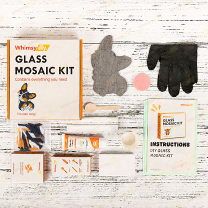Whimsy DIY tri-color corgi Glass Mosaic Kit Puzzles