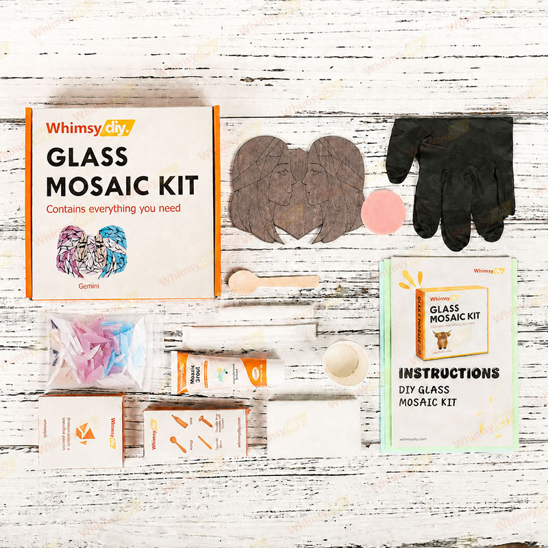 Whimsy DIY Zodiac-Gemini Glass Mosaic Kit Puzzles