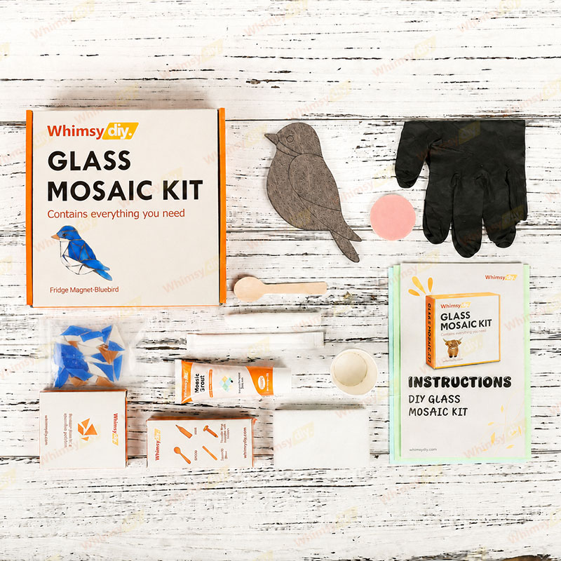 Whimsy DIY Fridge Magnet- Bluebird  Glass Mosaic Kit Puzzles
