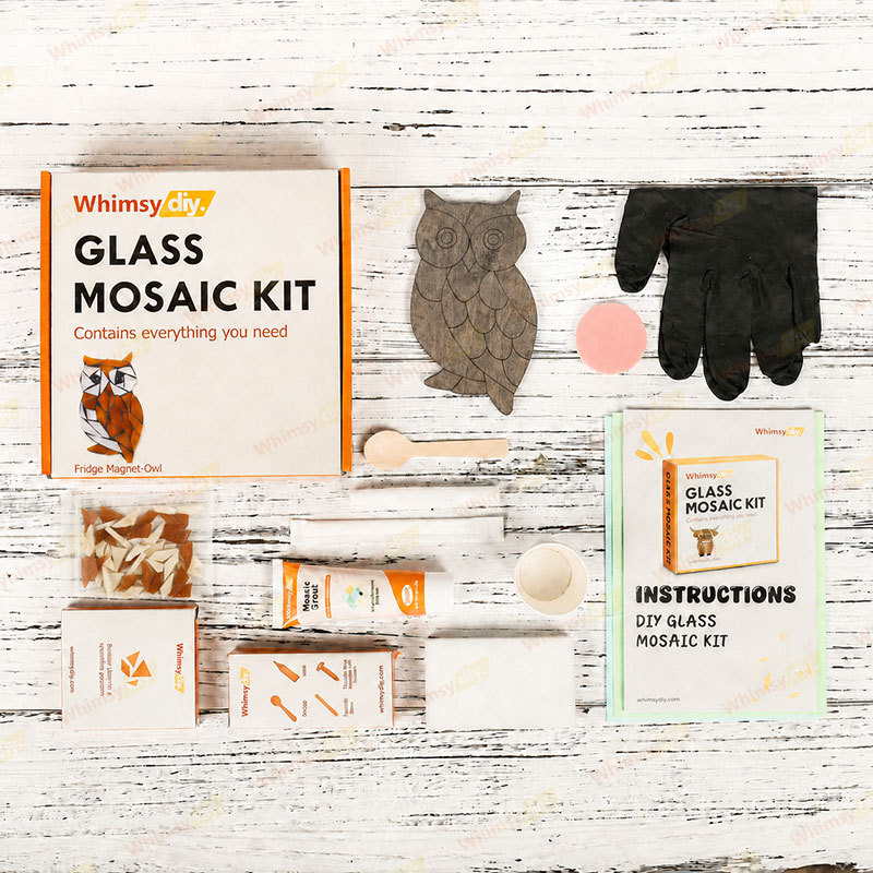 Whimsy DIY Fridge Magnet- Owl Glass Mosaic Kit Puzzles