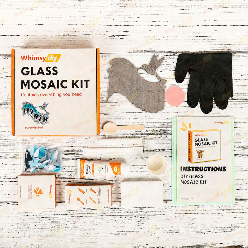 Whimsy DIY Piano With Bird Glass Mosaic Kit Puzzles