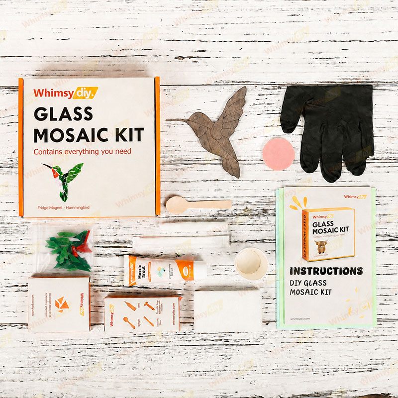 Whimsy DIY Fridge Magnet - Hummingbird Glass Mosaic Kit Puzzles