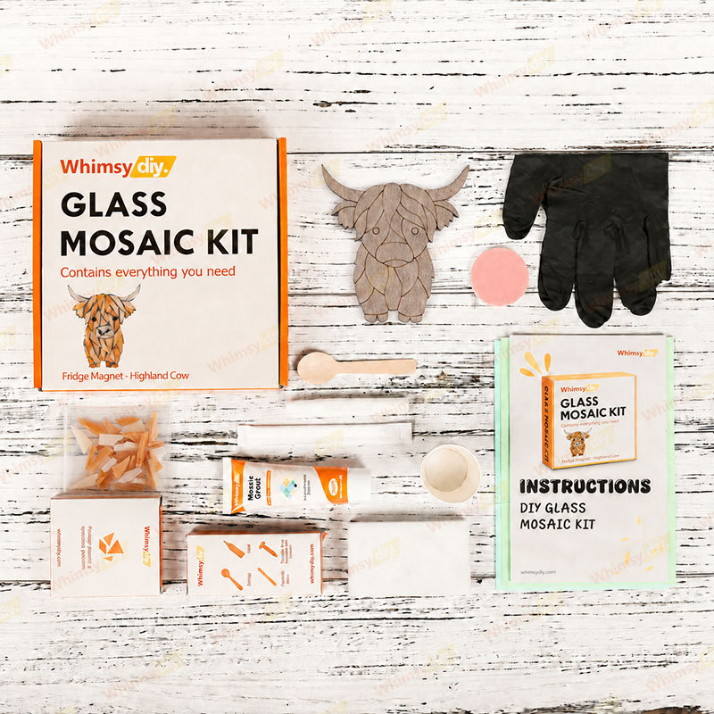 Whimsy DIY Fridge Magnet - Highland Cow Glass Mosaic Kit Puzzles