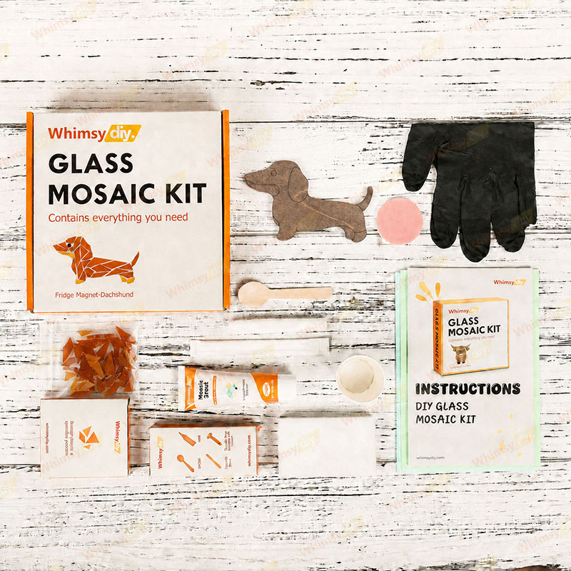 Whimsy DIY Fridge Magnet - Dachshund Glass Mosaic Kit Puzzles