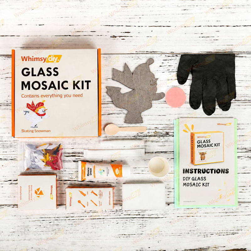Whimsy DIY Skating Snowman Glass Mosaic Kit Puzzles