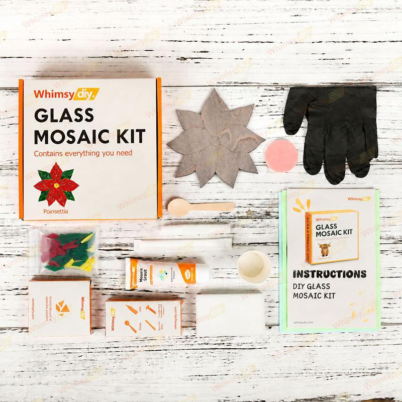 Whimsy DIY Poinsettia Glass Mosaic Kit Puzzles