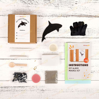 Black Dolphin Glass Mosaic Kit | DIY Arts & Crafts Kit for Adults