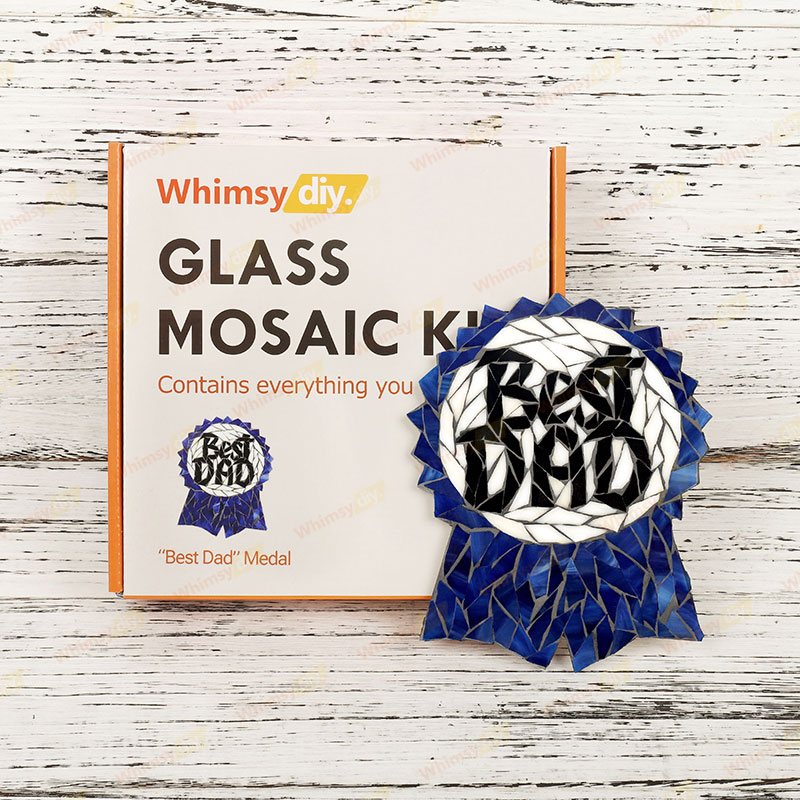 Whimsy DIY “Best-Dad” Medal Glass Mosaic Kit Puzzles