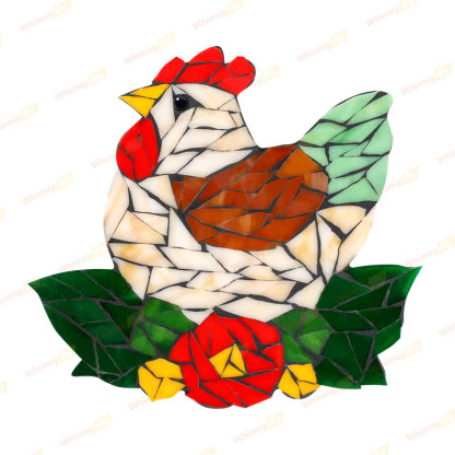 Whimsy DIY Hen with Flowers Glass Mosaic Kit Puzzles