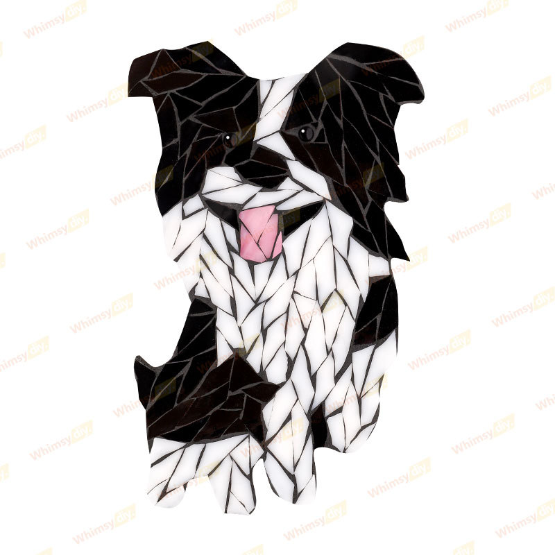 Black Border Collie Glass Mosaic Kit