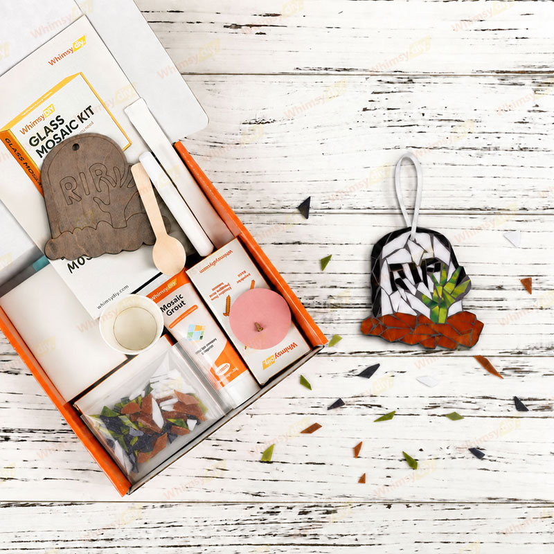 Whimsy DIY RIP Mini Tombstone  pendant  Glass Mosaic Kit Puzzles