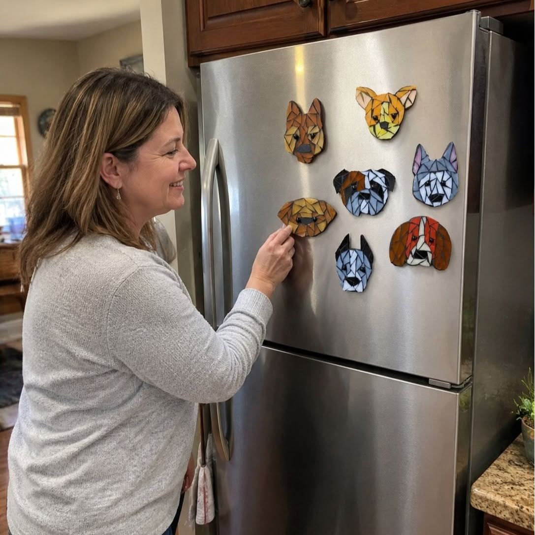Whimsy DIY Fridge Magnet- Pug Dog Glass Mosaic Kit Puzzles