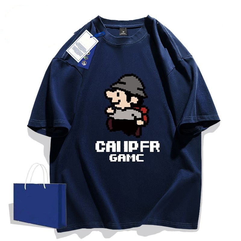 美式重磅百搭圓領純棉寬鬆印花短袖