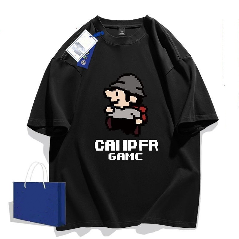 美式重磅百搭圓領純棉寬鬆印花短袖