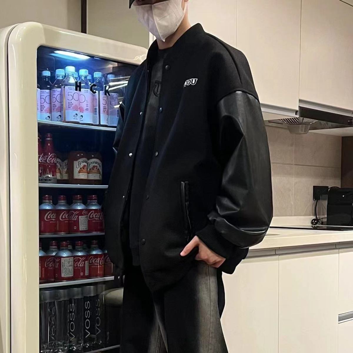 美式復古休閒拼接棒球服百搭情侶夾克外套-NitSoon