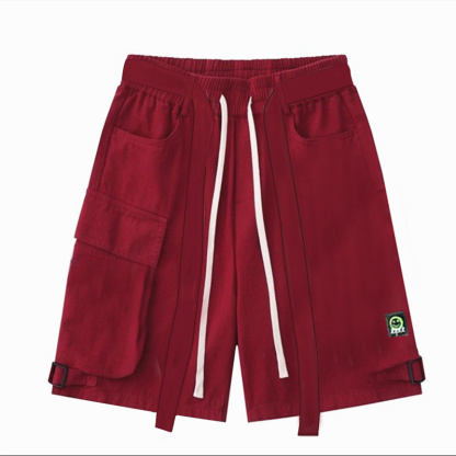 美式hiphop工裝褲男女套裝潮牌夏季新款寬鬆百搭五分闊腿褲