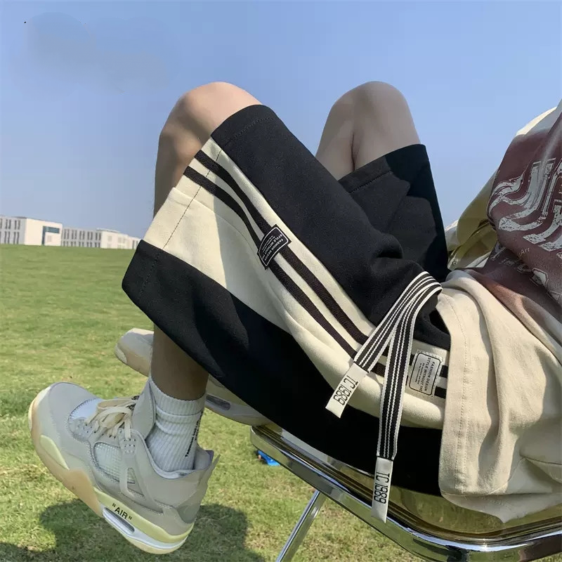 美式五分透氣潮牌寬鬆休閒闊腿短褲-Nuostyle