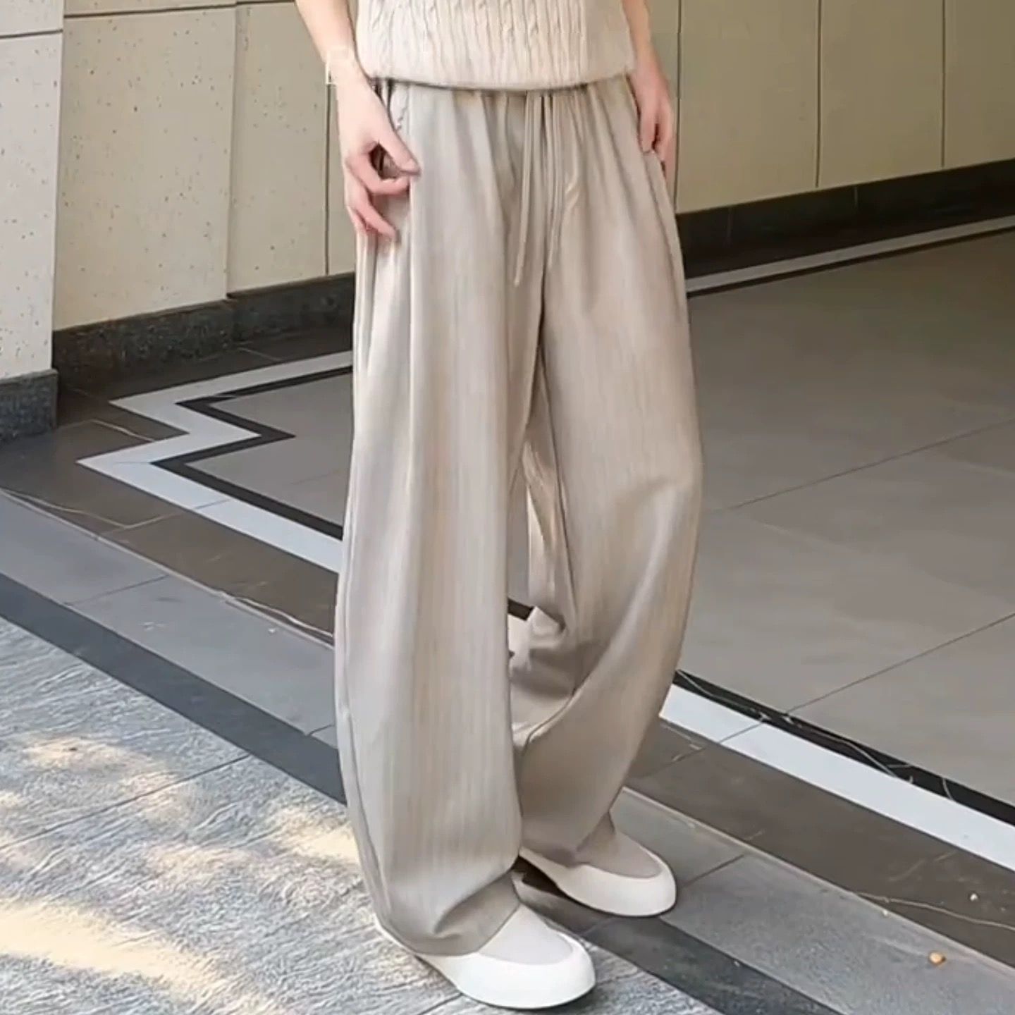【單件/套裝】老錢風慵懶鬆弛感正肩短袖褶皺西褲兩件套裝
